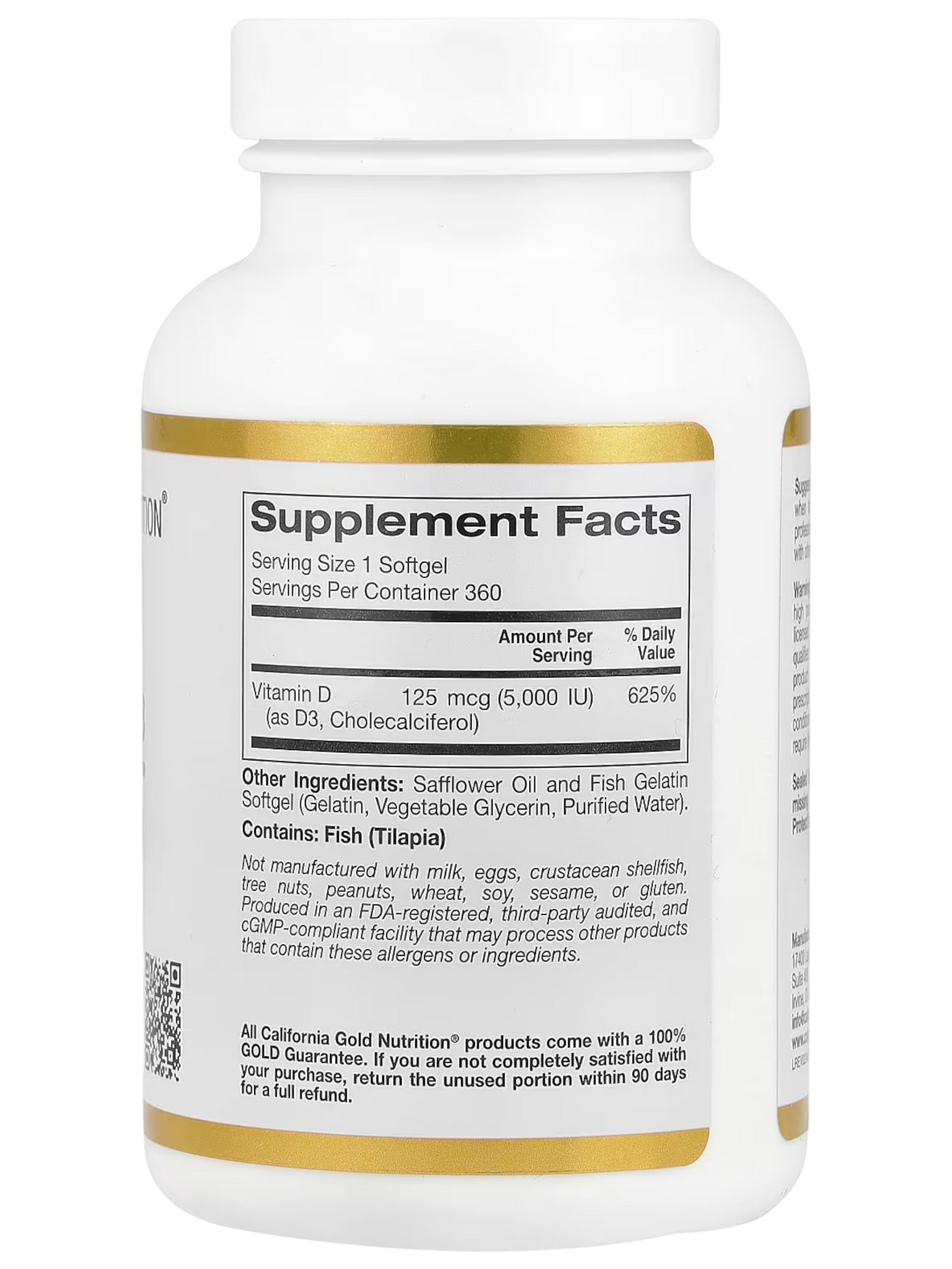 Vitamin D3 125mcg 5000IU 360 softgels (California Gold)