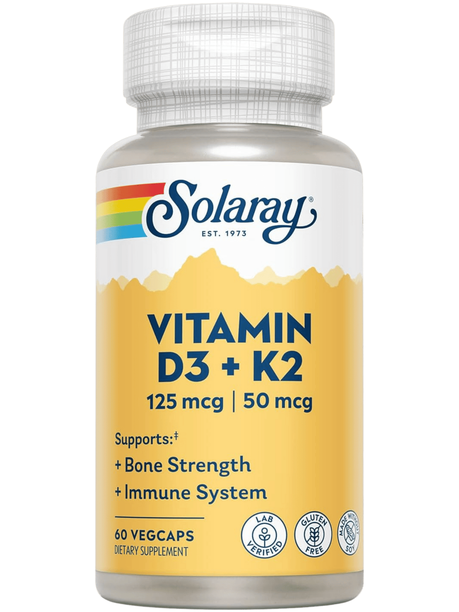 Vitamin D3+K2 kaps. 125mcg, (5000 IU)/50mcg №60 (Solaray)