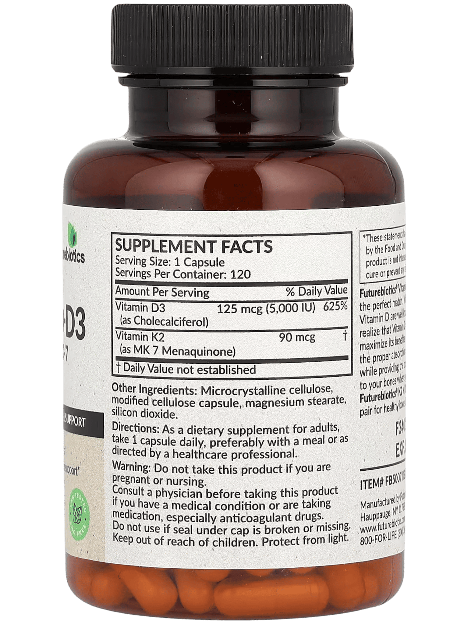 Vitamin K2+D3 2in1 5.000IU 120 caps (Futurebiotics)